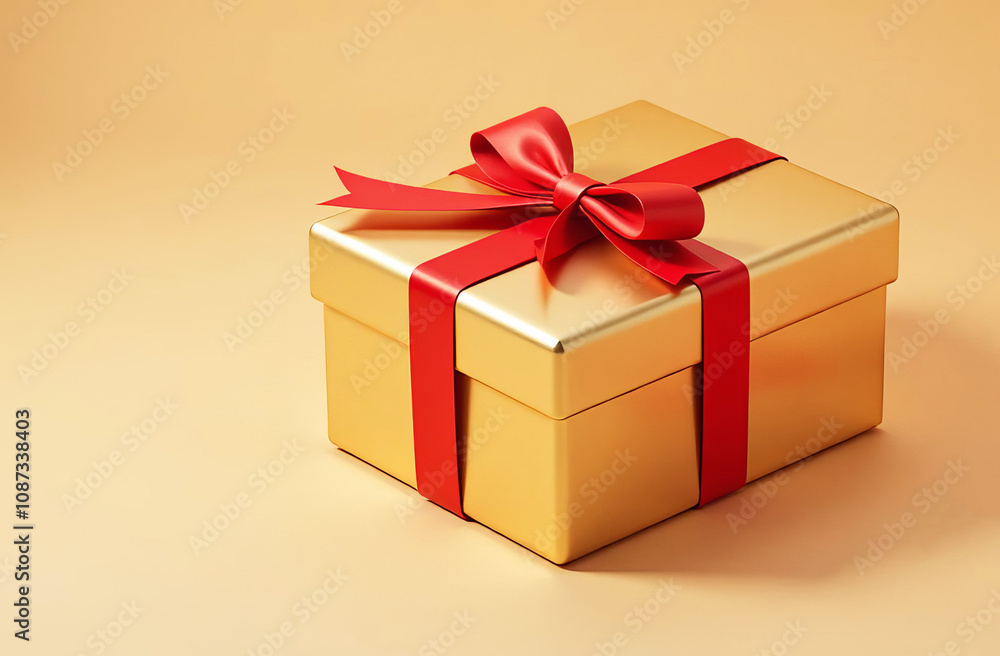 Gift box with red ribbon and bow. Gift box with red ribbon and bow.
