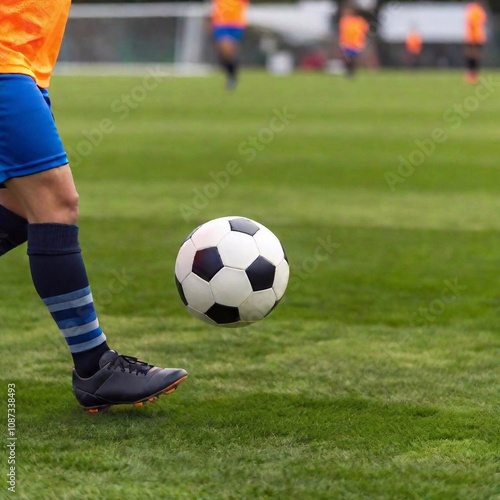 football player in green uniform with a ball on the field