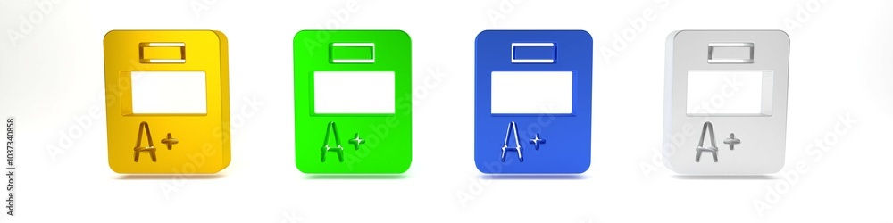 Colorful Exam sheet with A plus grade icon isolated on white background. Test paper, exam, or survey concept. School test or exam. Minimalism concept. 3D render illustration Colorful Exam sheet with A plus grade icon isolated on white background. Test paper, exam, or survey concept. School test or exam. Minimalism concept. 3D render illustration