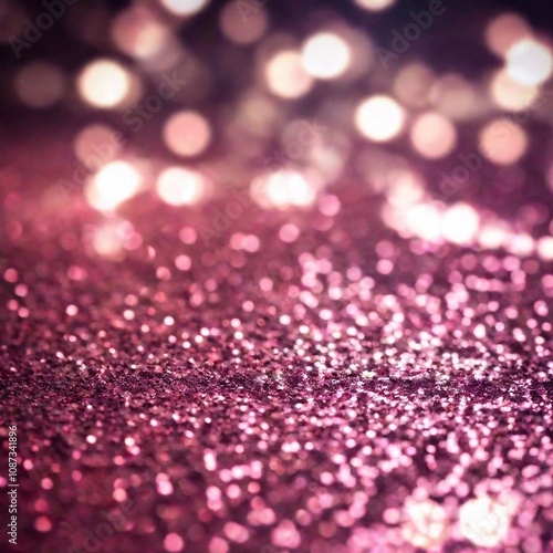 A high-resolution digital photograph captures a dreamy bokeh effect with a soft focus on sparkling magenta and pink lights. The background is composed of glimmering circles of varied sizes, creating a