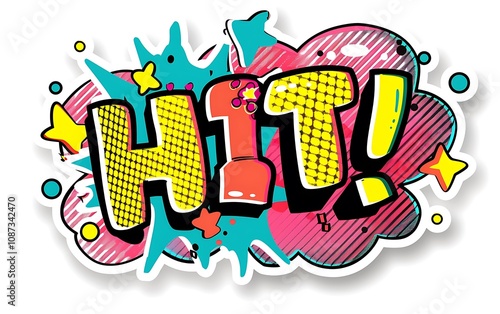 Hit text Comic book style word on a white background. Vector illustration.