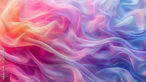 A colorful, abstract painting of a wave with a blue and orange swirl. The painting has a dreamy, ethereal quality to it, with the colors blending