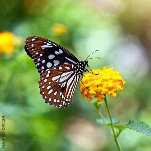 A macro photo of a butterfly with its wings partially open, soft focus creating a dreamy, ethereal backdrop, low angle shot making the butterfly appear majestic against the soft, blurred colors of its photo