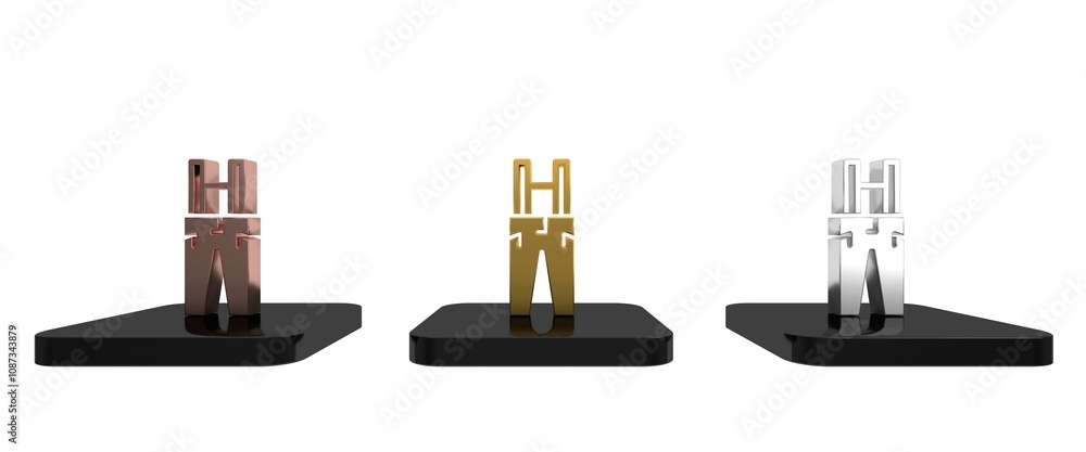 Colorful Pants with suspenders icon isolated on white background. Minimalism concept. 3D render illustration Colorful Pants with suspenders icon isolated on white background. Minimalism concept. 3D render illustration