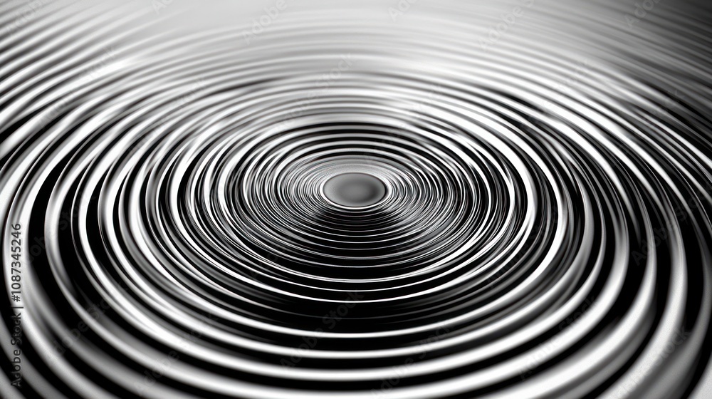 A series of concentric waves, each one radiating outward from a central point. A series of concentric waves, each one radiating outward from a central point.