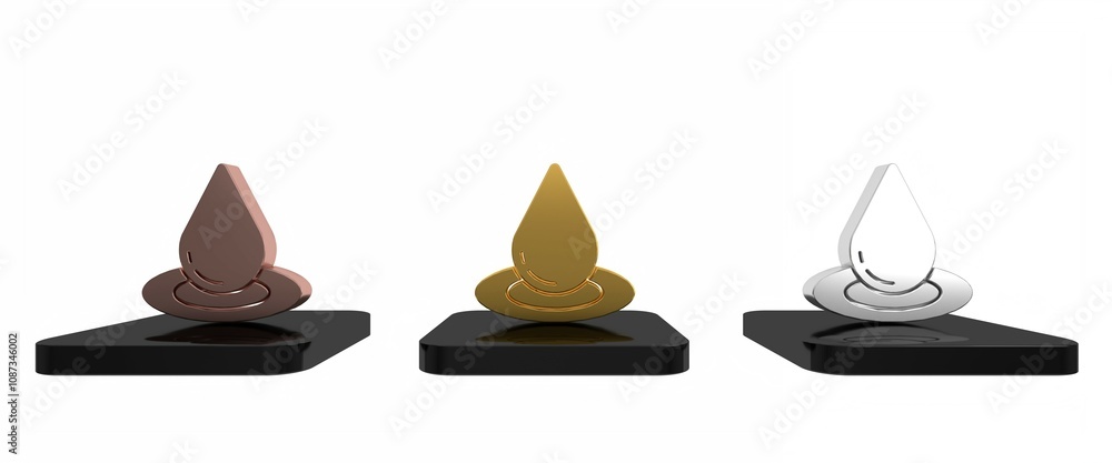 Colorful Water drop icon isolated on white background. Minimalism concept. 3D render illustration Colorful Water drop icon isolated on white background. Minimalism concept. 3D render illustration