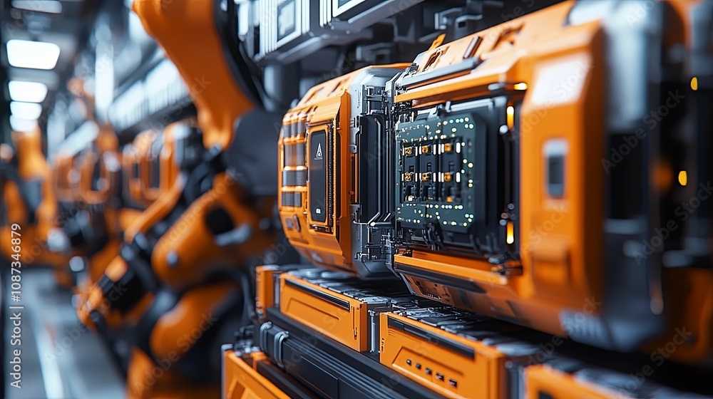 Fototapeta premium Orange Robotic Systems Advanced Technology Manufacturing