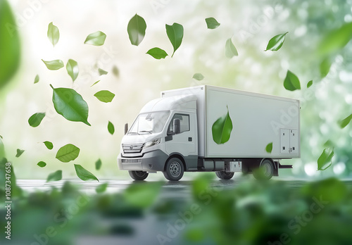 Green logistics and sustainable transportation industry utilizing electric vehicles and eco-friendly electric van