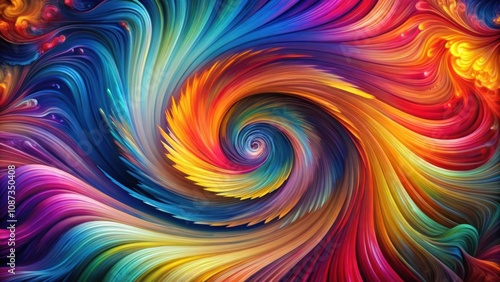 Abstract swirling vibrant colors in a mesmerizing vortex, an artistic journey into the depths of imagination photo