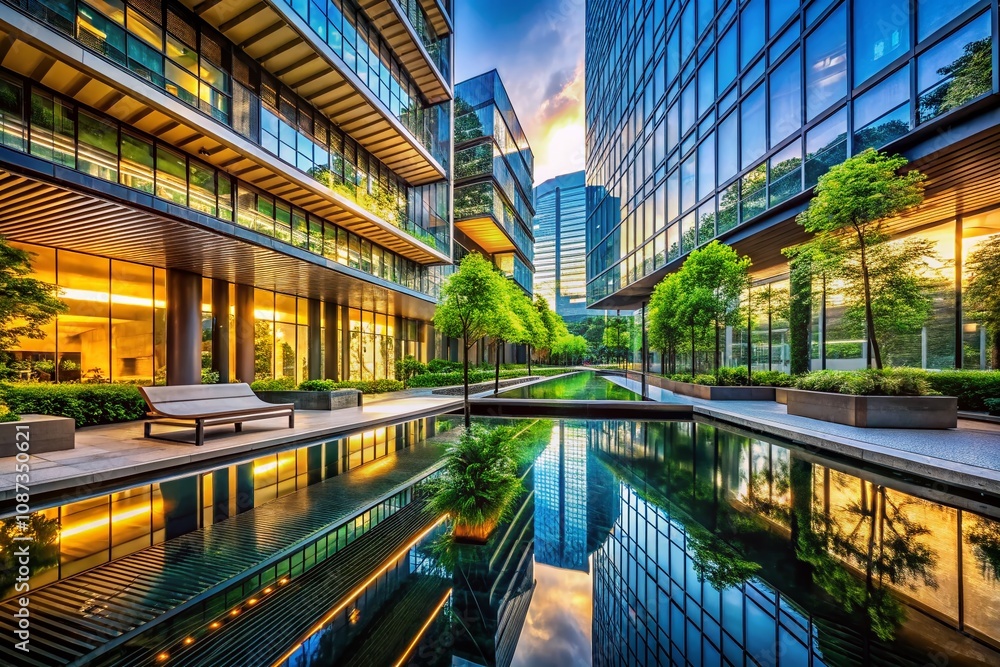 Fototapeta premium Stunning Architectural Photography Showcasing Modern Designs with Sleek Lines and Elegant Structures in a Vibrant Urban Setting