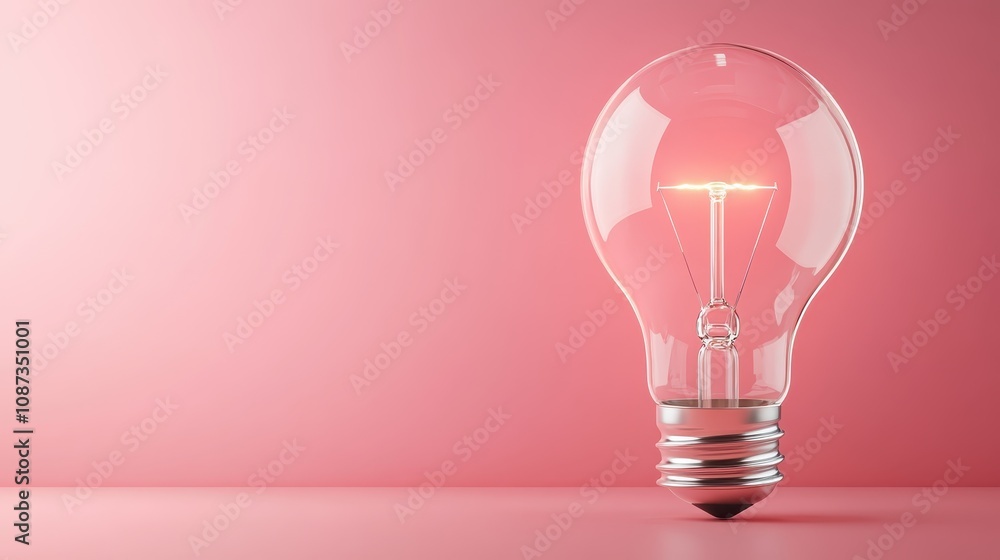 An elegant light bulb glowing against a pink background, highlighting its delicate design, representing creativity, warmth, and romantic ambiance in a modern context.