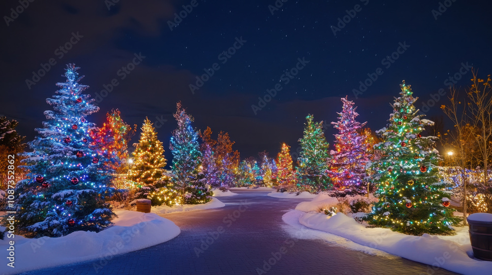 A beautifully decorated Christmas tree with gold, silver and red ornaments and soft, warm glowing lights. A beautifully decorated Christmas tree with gold, silver and red ornaments and soft, warm glowing lights.