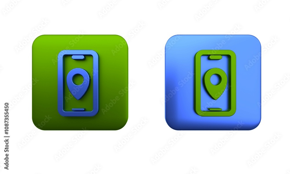 Colorful Infographic of city map navigation icon isolated on white background. Mobile App Interface concept design. Geolacation concept. Square button. 3D render illustration Colorful Infographic of city map navigation icon isolated on white background. Mobile App Interface concept design. Geolacation concept. Square button. 3D render illustration