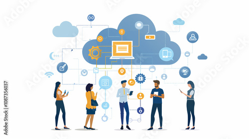 A communication technology related Illustration. Perfect for communication, technology and Teamwork themed content.