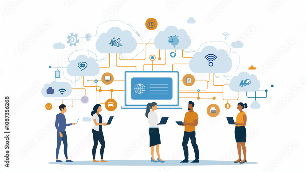 A communication technology related Illustration. Perfect for communication, technology and Teamwork themed content. A communication technology related Illustration. Perfect for communication, technology and Teamwork themed content.