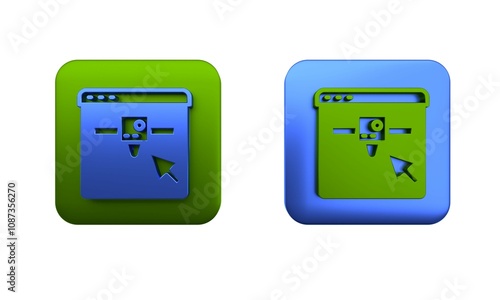 Colorful 3D printer setting icon isolated on white background. 3d printing. Square button. 3D render illustration