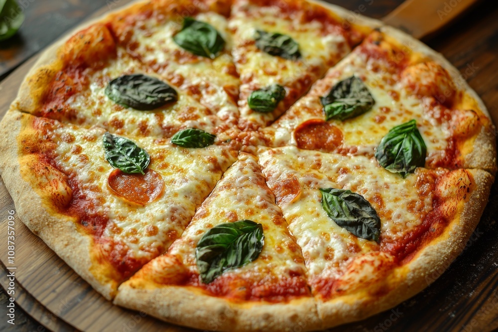Delicious Pizza on Table Close Up for Food Menu Photography Delicious Pizza on Table Close Up for Food Menu Photography