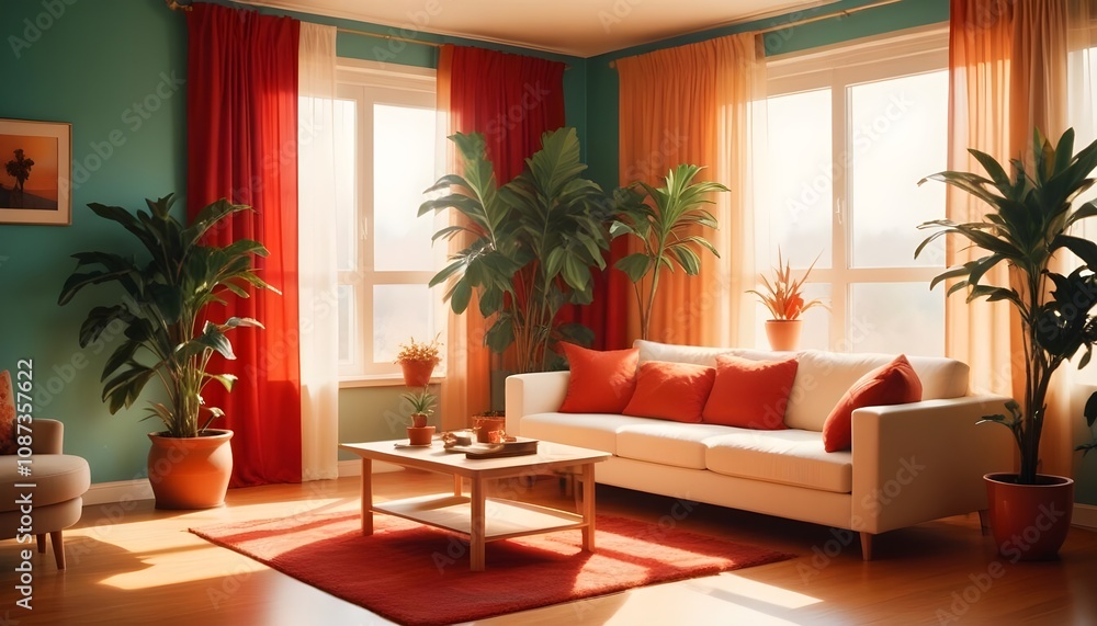 Illustration of the living room interior Illustration of the living room interior