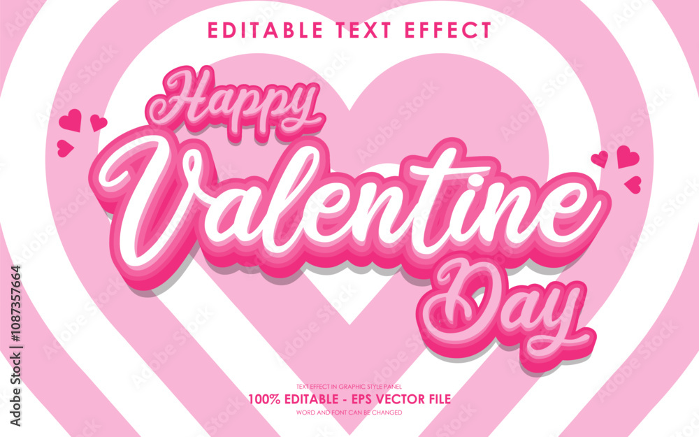 Editable Happy Valentine Day Text Effect with a Valentine's themed background Editable Happy Valentine Day Text Effect with a Valentine's themed background