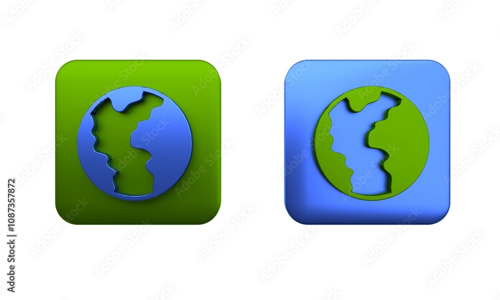 Colorful Global economic crisis icon isolated on white background. World finance crisis. Square button. 3D render illustration Colorful Global economic crisis icon isolated on white background. World finance crisis. Square button. 3D render illustration