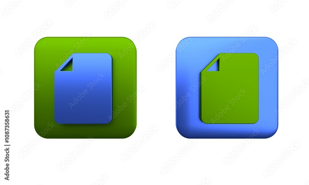 Colorful File document icon isolated on white background. Checklist icon. Business concept. Square button. 3D render illustration Colorful File document icon isolated on white background. Checklist icon. Business concept. Square button. 3D render illustration