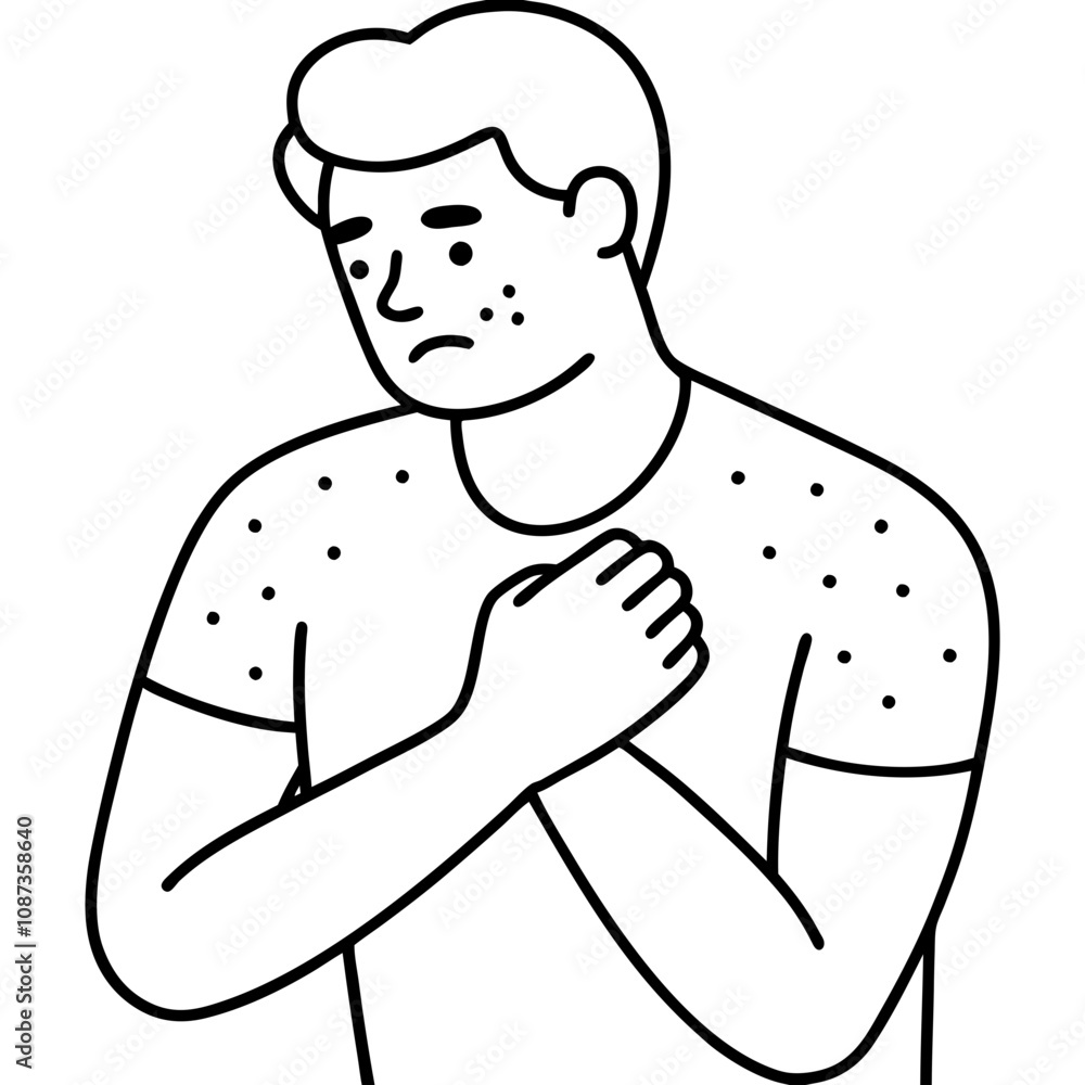 unhealthy man scratching arm suffer from pox unhealthy man scratching arm suffer from pox