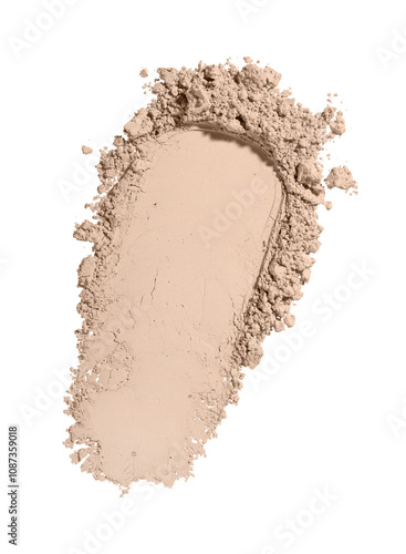 Set swatch texture of brown and beige loose powder for face makeup on an isolated white background. For light, medium and dark skinned women. Eye shadow or sculptor or bronzer
