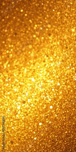 Golden glitter particles background with sparkling effect, shimmer