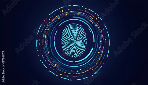 Fingerprint with Layers of Data Points on White Background