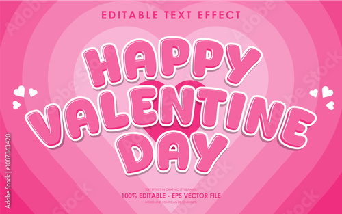 Editable Happy Valentine Day Text Effect with a Valentine's themed background