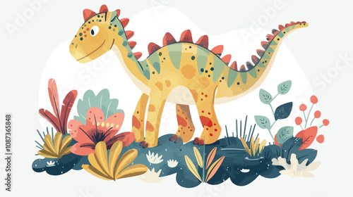 Childish Dinosaur Animal Vector Illustration