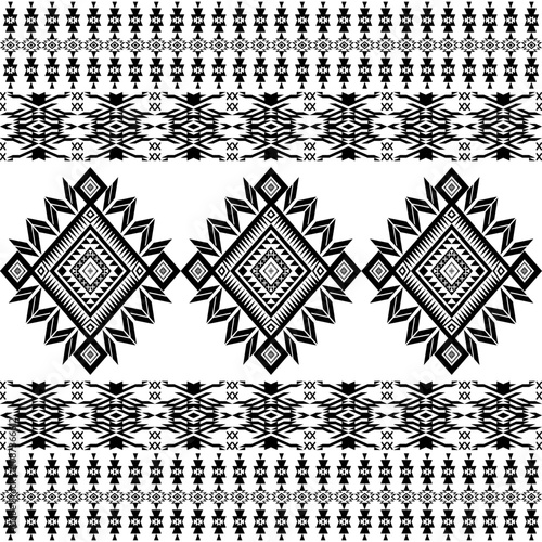 American seamless black white tribal ethnic native pattern.Traditional Navajo,Aztec,Apache,Southwest style fabric pattern.Abstract vector motif.For fabric,clothing,blanket,carpet,woven,wrap,decoration