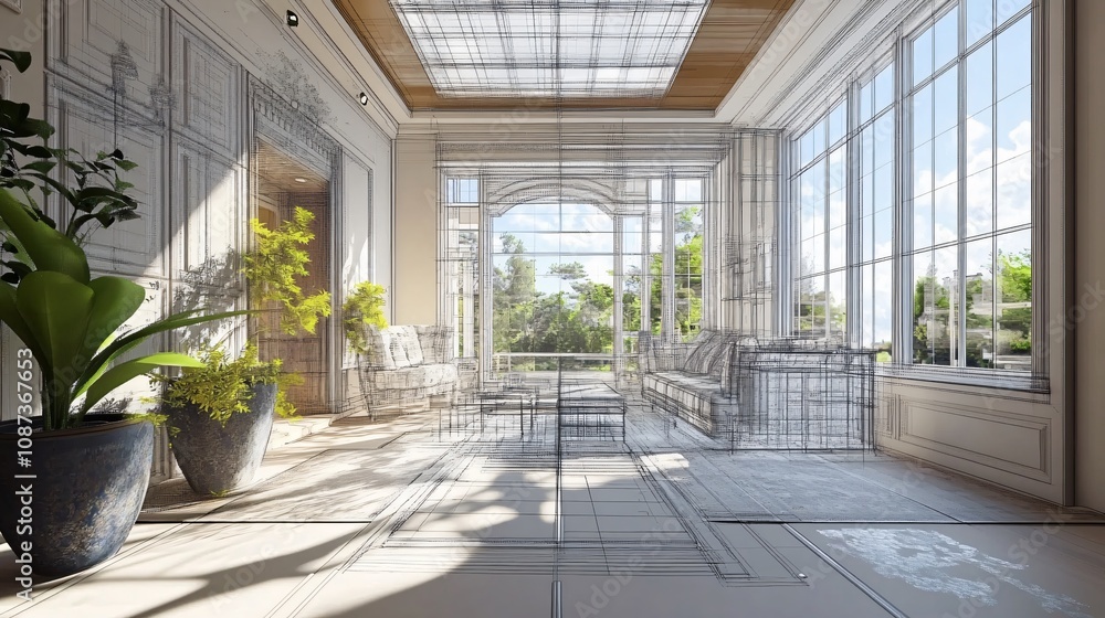 Interior design concept modern living room architectural visualization bright space perspective view innovative home decor Interior design concept modern living room architectural visualization bright space perspective view innovative home decor