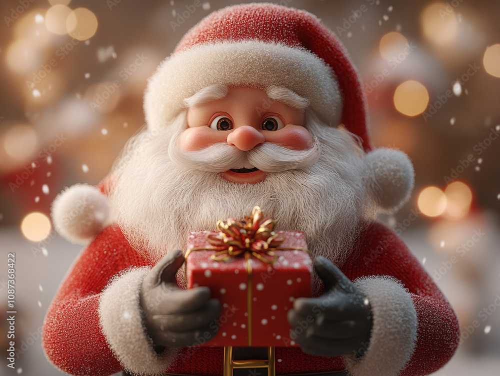 3d christmas xmas cartoon santa claus in red suit holding gift box 3d christmas xmas cartoon santa claus in red suit holding gift box