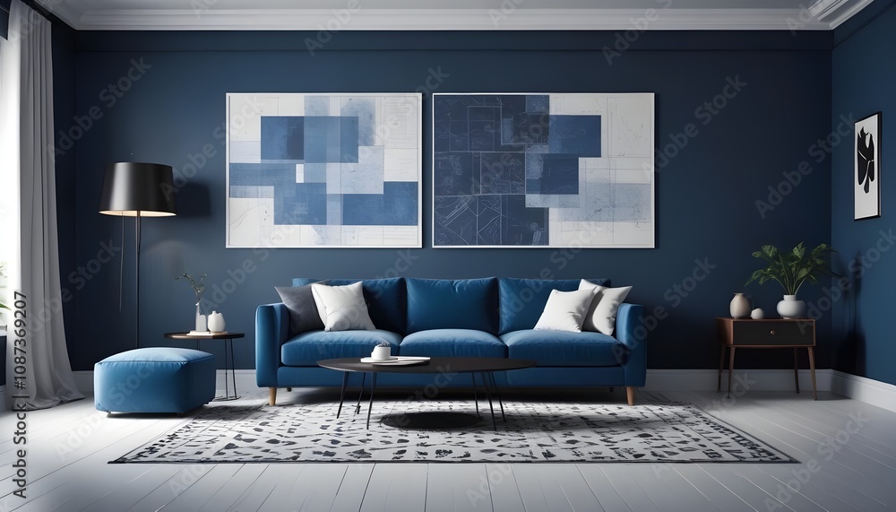 Illustration of the living room interior Illustration of the living room interior