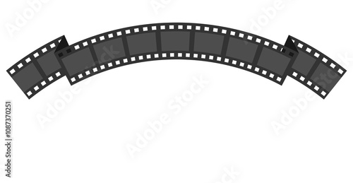 Film strip in perspective. Cinema Movie festival. Advertisement, flyer, invitation, poser, banner frame template. Wave shape ribbon. Design element. Flat design. White background. Isolated. Vector
