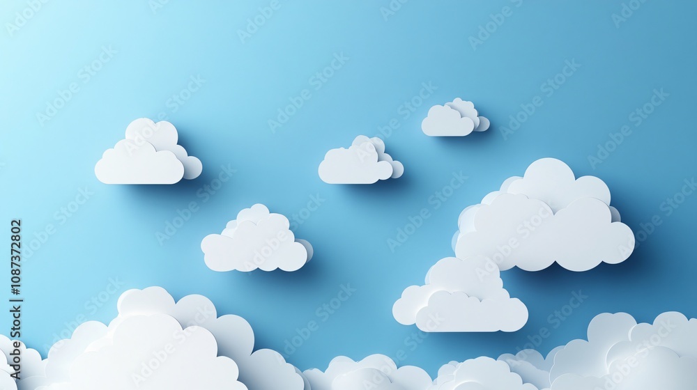 Fluffy white clouds in a clear blue sky nature scene digital art atmospheric view dreamy concept for relaxation Fluffy white clouds in a clear blue sky nature scene digital art atmospheric view dreamy concept for relaxation