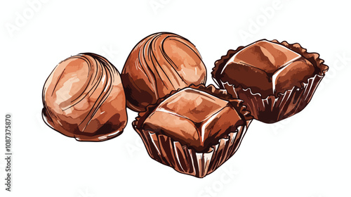 Delicious Chocolate Candy Sweet Food Dessert Vector Illustration
