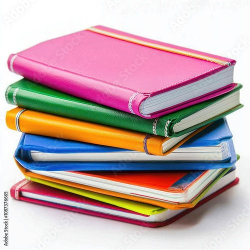 A stack of colorful notebooks, ideal for writing, organizing, or studying.