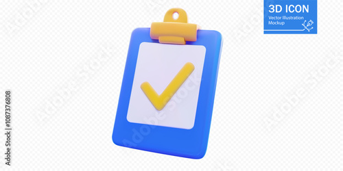 3D clipboard with a checkmark photo