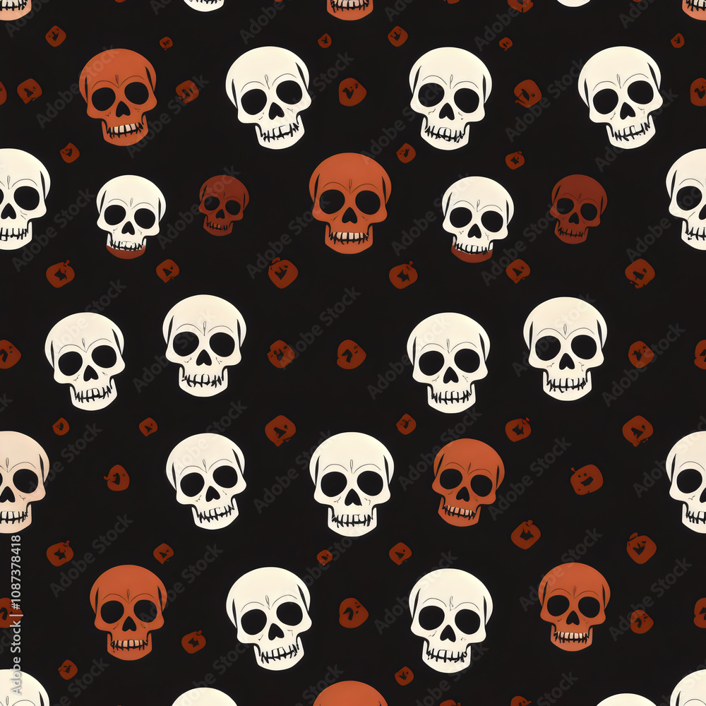 Halloween Skulls Seamless Pattern Halloween Skulls Seamless Pattern