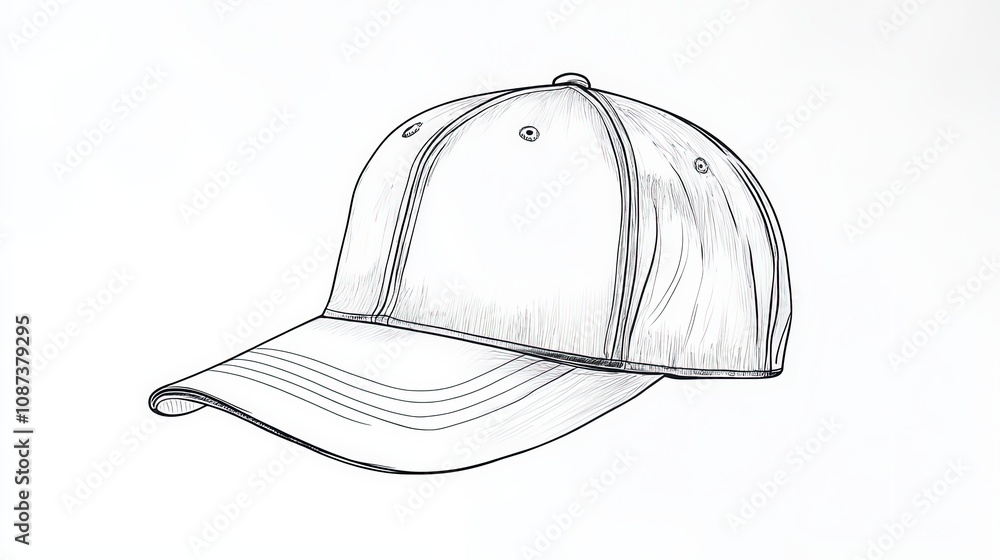 Minimalist Outline of a Baseball Cap Minimalist Outline of a Baseball Cap