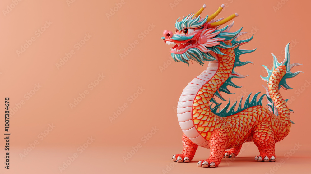 vibrant dragon symbolizing luck and fortune, perfect for Spring festival. Its colorful scales and intricate details make it striking centerpiece vibrant dragon symbolizing luck and fortune, perfect for Spring festival. Its colorful scales and intricate details make it striking centerpiece