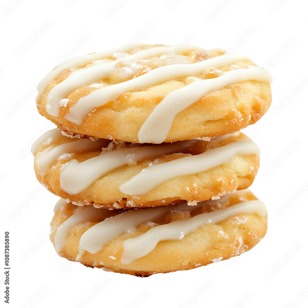 A stack of cookies with white frosting.