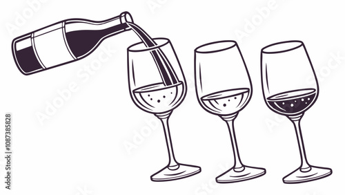 wineglass and toasting glasses vector, cocktail celebration design, festive drink art