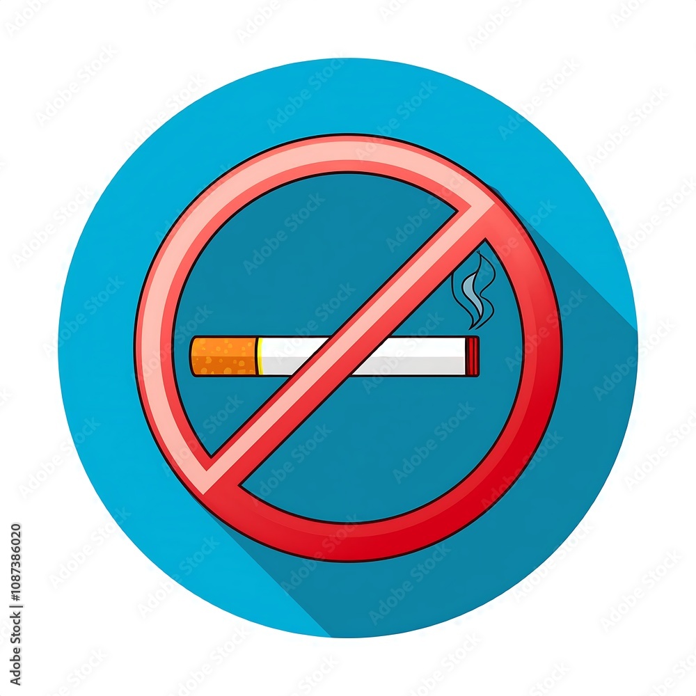 round no smoking allowed sign, on a blue background round no smoking allowed sign, on a blue background