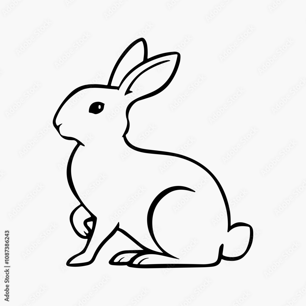 Hand-drawn bunny outline vector art illustration Hand-drawn bunny outline vector art illustration