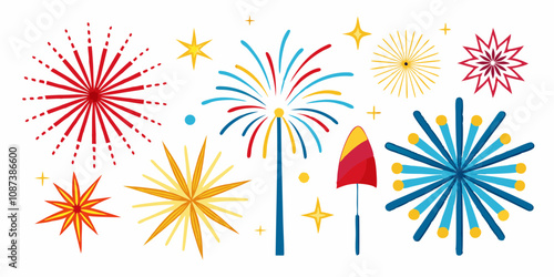 Fireworks vector, Happy New Year 2025