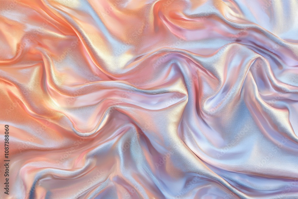 Fototapeta premium Iridescent Silk Fabric Texture in Soft Pastel Colors
