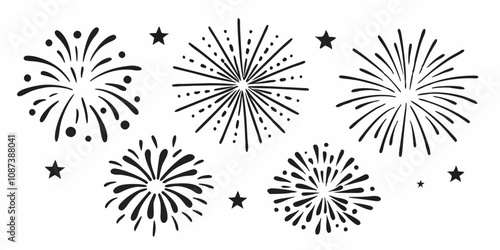 Fireworks vector, Happy New Year 2025